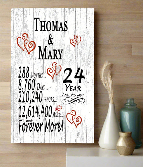 24 Year Anniversary Gift Personalized Names 24th Wedding Anniversary Present