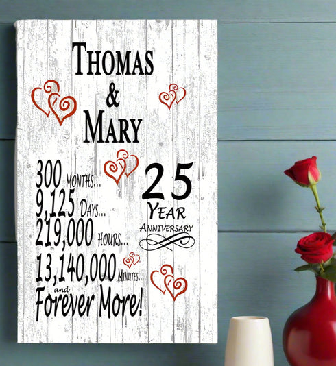 25 Year Anniversary Gift Personalized 25th Wedding Anniversary Present