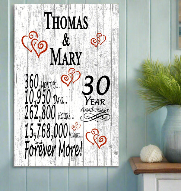 30 Year Anniversary Gift Personalized 30th Wedding Anniversary Present for Husband Wife Couple