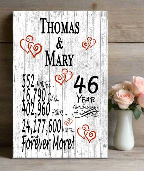 46 Year Anniversary Gift Personalized Names 46th Wedding Anniversary Present