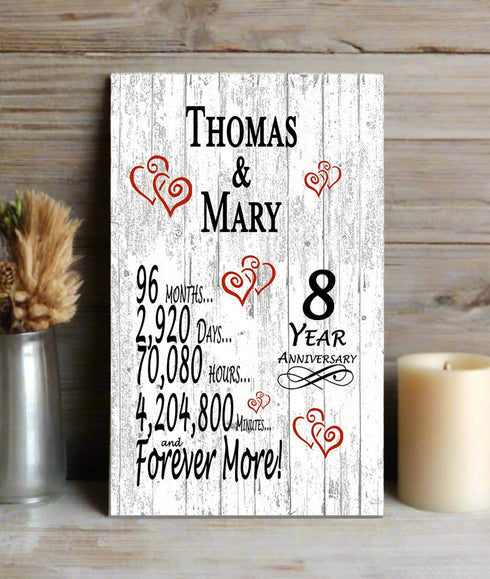 8 Year Anniversary Gift Personalized 8th Anniversary Wedding Anniversary Present