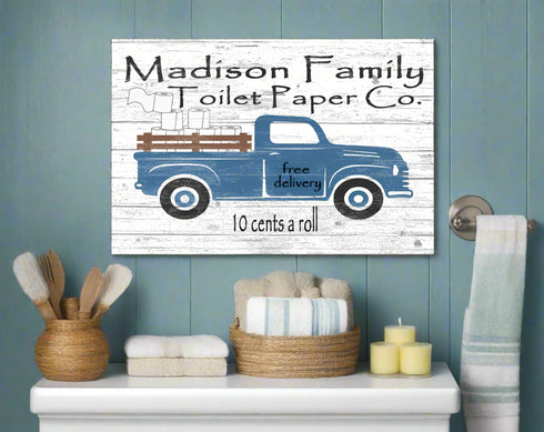 Funny Bathroom Sign Decoration Personalized Family Name Old Fashioned Design