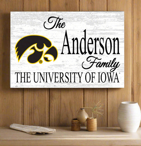 University of Iowa Family Name Sign for Iowa Hawkeys Alumni, Fans or Graduation