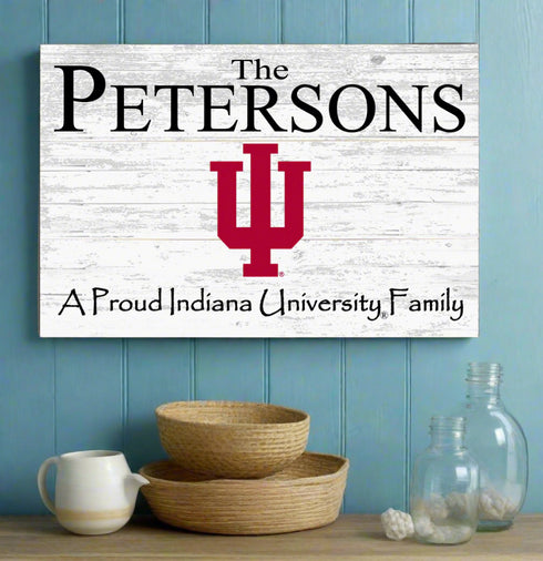 Indiana University Family Name Sign for IU Alumni, Fans or Graduation