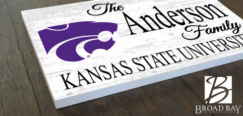 Kansas State Family Name Sign for K-State Alumni, Fans or Graduation