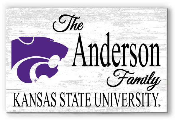 Kansas State Family Name Sign for K-State Alumni, Fans or Graduation