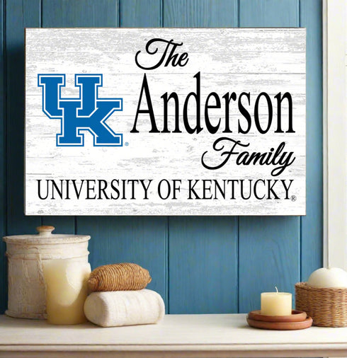 University of Kentucky Family Name Sign for UK Wildcats Alumni, Fans or Graduation