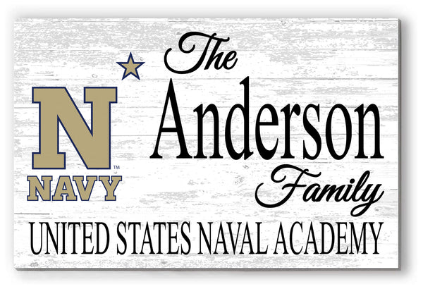 Naval Academy Family Name Sign for USNA Midshipmen Alumni, Fans or Graduation