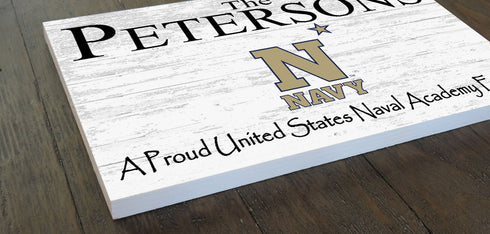 Naval Academy Family Name Sign for USNA Midshipmen Alumni, Fans or Graduation