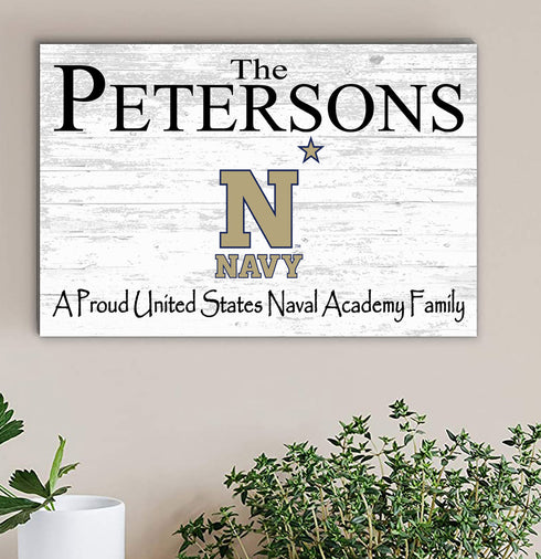 Naval Academy Family Name Sign for USNA Midshipmen Alumni, Fans or Graduation