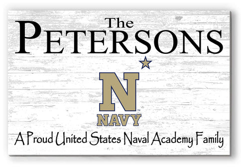 Naval Academy Family Name Sign for USNA Midshipmen Alumni, Fans or Graduation