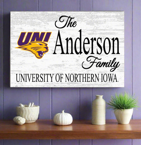 Northern Iowa Family Name Sign for UNI Panthers Alumni, Fans or Graduation