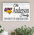 Northern Iowa Family Name Sign for UNI Panthers Alumni, Fans or Graduation