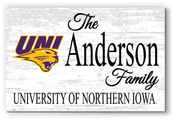 Northern Iowa Family Name Sign for UNI Panthers Alumni, Fans or Graduation