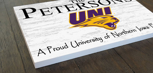 Northern Iowa Family Name Sign for UNI Panthers Alumni, Fans or Graduation