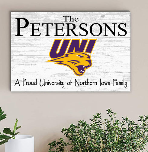 Northern Iowa Family Name Sign for UNI Panthers Alumni, Fans or Graduation