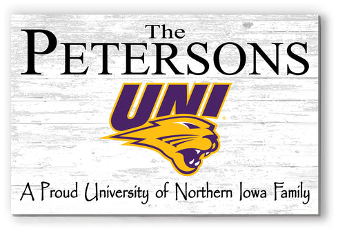 Northern Iowa Family Name Sign for UNI Panthers Alumni, Fans or Graduation