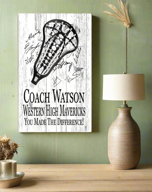 Lacrosse Coach Gift Plaque Personalized SIGNABLE for Mens or Womens LAX