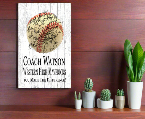 Baseball Coach Gift Plaque Personalized Team SIGNABLE for Coaches