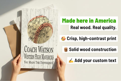 Baseball Coach Gift Plaque - Personalized and Signable by the Team