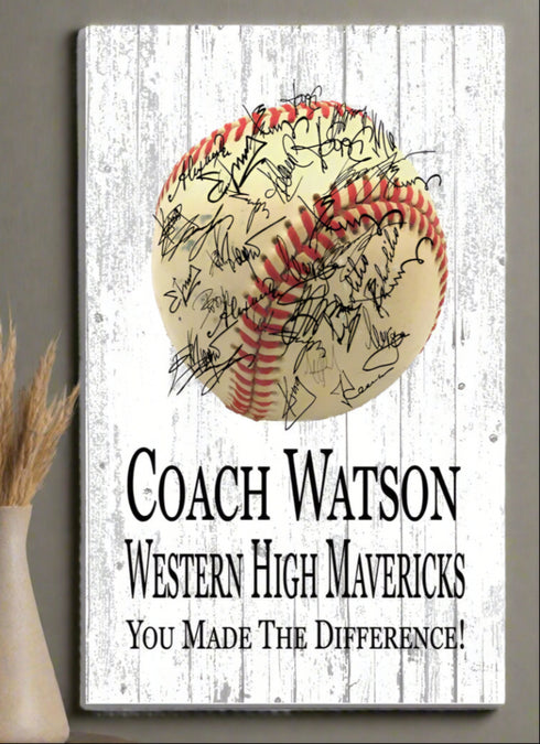 Baseball Coach Gift Plaque Personalized Team SIGNABLE for Coaches