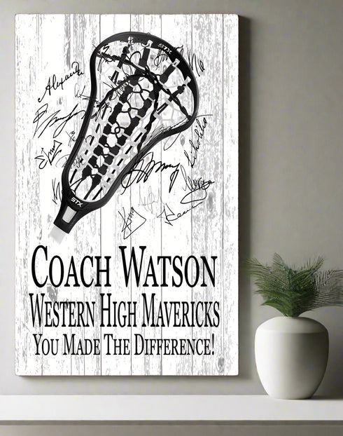 Lacrosse Coach Gift Plaque Personalized SIGNABLE for Mens or Womens LAX