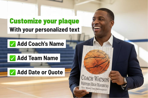 Basketball Coach Gift Plaque - Personalized Signable Team Award