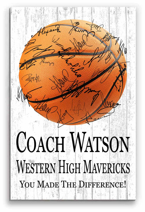 Basketball Coach Gift Plaque Signable by The Team