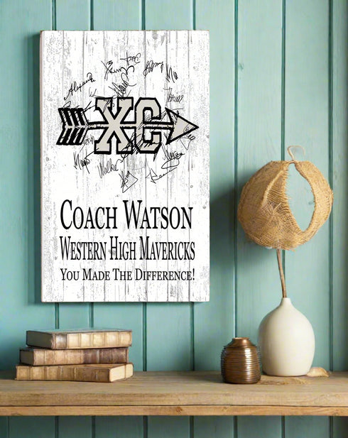 Cross Country Coach Gift Personalized Team Plaque Signable