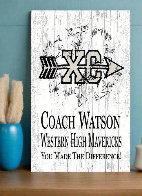 Cross Country Coach Gift Personalized Team Plaque Signable