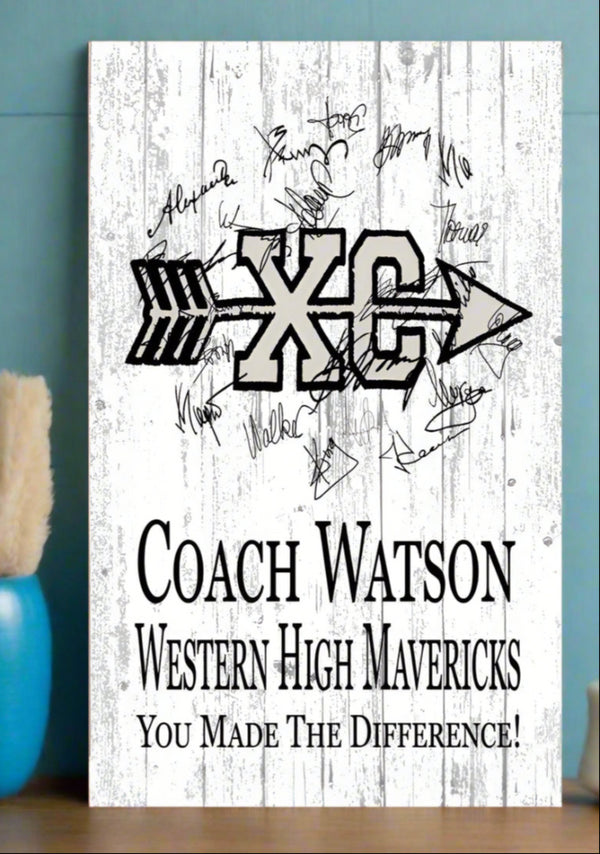 Cross Country Coach Gift Personalized Team Plaque Signable