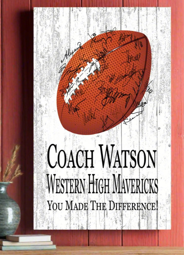 Football Coach Gift Plaque Personalized Sign For Team Players Signatures & Notes To Coaches