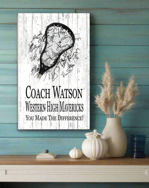 Lacrosse Coach Gift Plaque Personalized SIGNABLE for Mens or Womens LAX