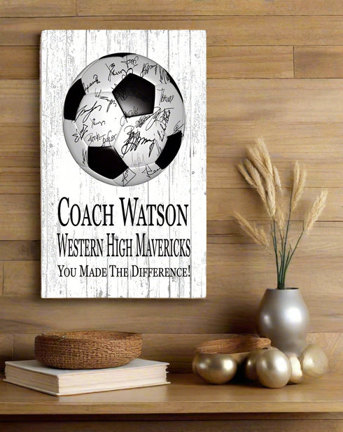 Custom Soccer Coach Gift Plaque Personalized SIGNABLE By Team For Great Coaches