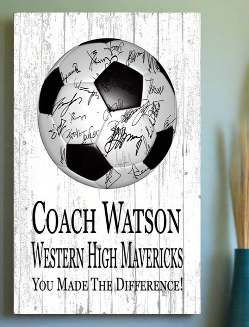 Custom Soccer Coach Gift Plaque Personalized SIGNABLE By Team For Great Coaches