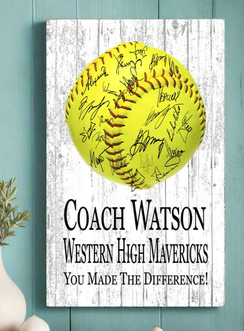 Custom Softball Coach Gift Personalized SIGNABLE for Team Coaches