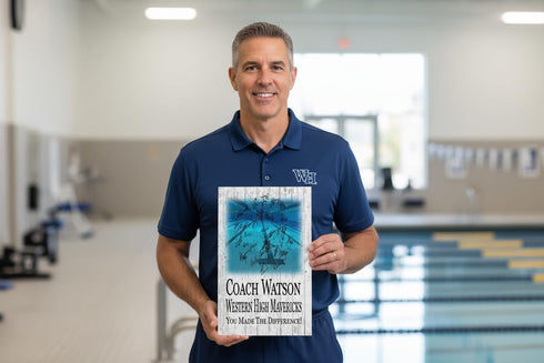 Swim Coach Gift Plaque - Personalized Signable Team Award