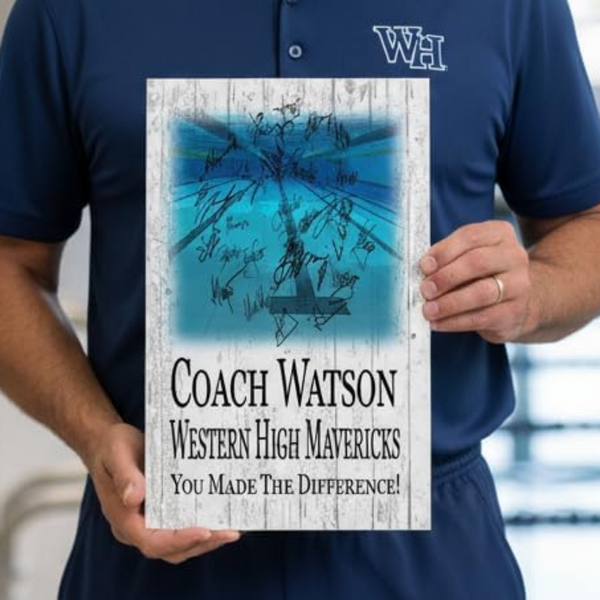 Swim Coach Gift Plaque - Personalized Signable Team Award