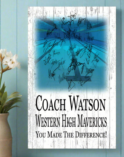 Swim Coach Gift Plaque Personalized SIGNABLE For Great Swimming Team Coaches