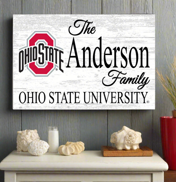 Ohio State Family Name Sign for OSU Buckeyes Alumni, Fans or Graduation