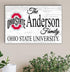 Ohio State Family Name Sign for OSU Buckeyes Alumni, Fans or Graduation