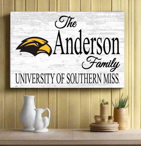 Southern Miss Family Name Sign for Southern Mississippi Alumni, Fans or Graduation