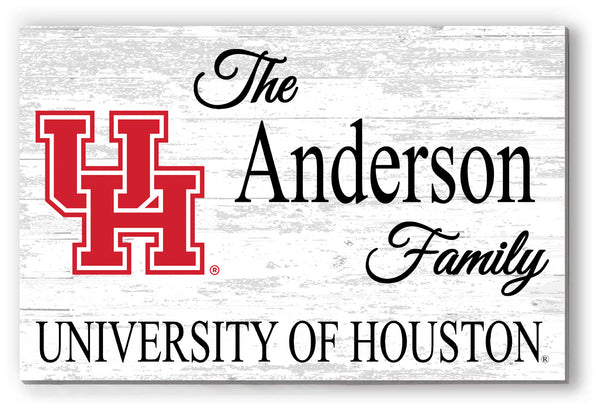 University of Houston Family Name Sign – Personalized Cougar Gift Wood Sign