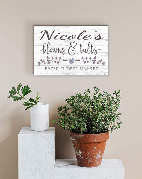 Personalized Flower Market Sign Wood Wall Art