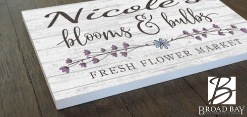 Personalized Flower Market Sign Wood Wall Art