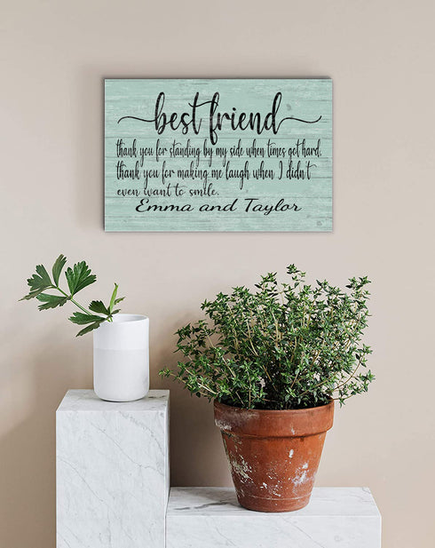 Personalized Best Friend Gift Sign Custom with Names - SOLID WOOD 16.5 x 10.5