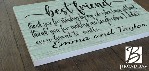 Personalized Best Friend Gift Sign Custom with Names - SOLID WOOD 16.5 x 10.5