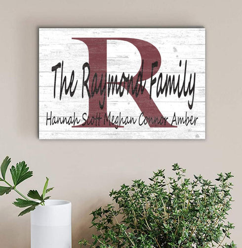 Monogram Family Name Sign Custom With Est. Date or Family Member Names