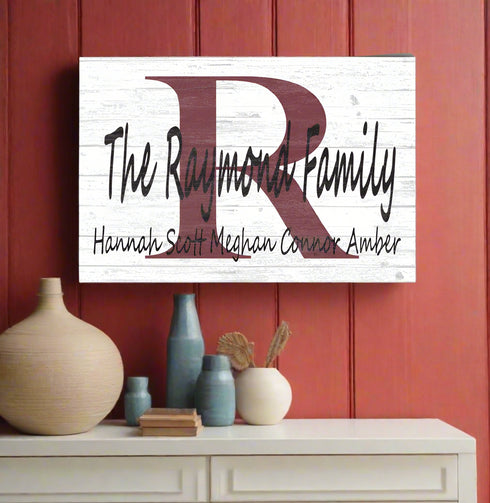 Monogram Family Name Sign Custom With Est. Date or Family Member Names