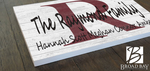 Monogram Family Name Sign Custom With Est. Date or Family Member Names